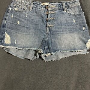 Miss Me Blue Distressed Jean Shorts